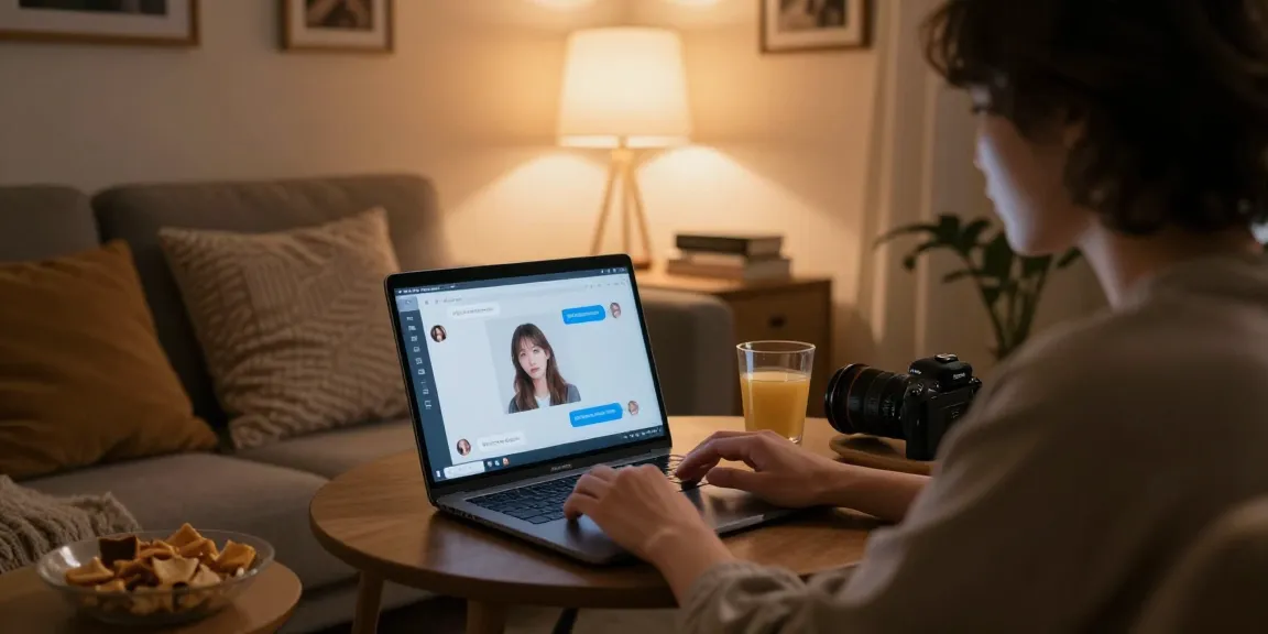 Engaging in NSFW AI chat with customizable characters in a cozy home setting.