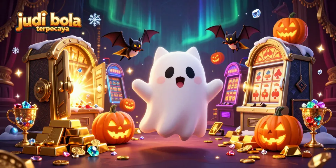 Imagine winning with judi bola terpercaya in a vibrant casino scene filled with treasures and mythical creatures.
