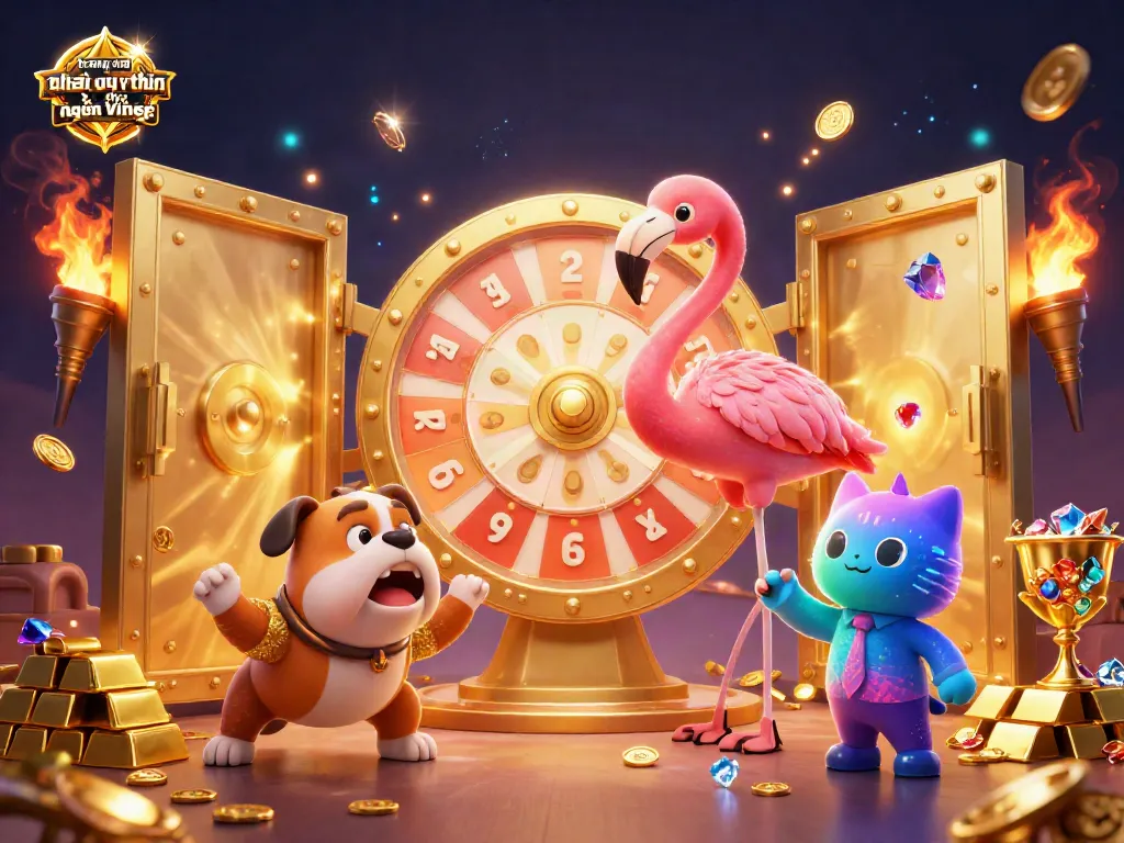 Spin and win at trang nha cai uy tin cho người Việt with a vibrant 3D game show scene.